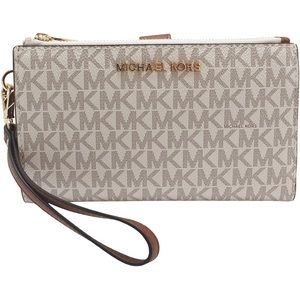 ✨NWT Michael Kors Monogram Jet Set Travel Large Double Zip Wristlet Wallet
